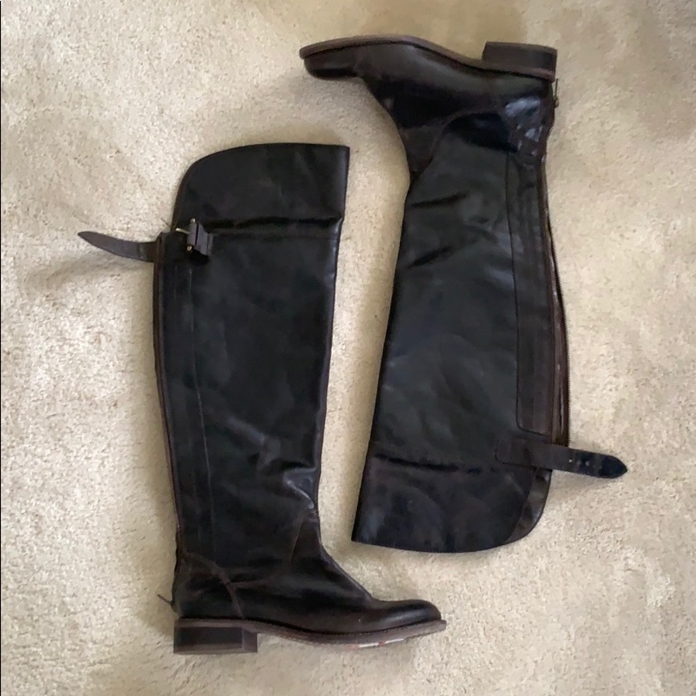 Hinge leather riding boots